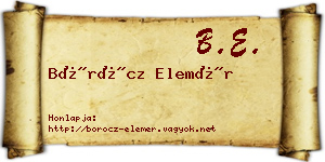 Böröcz Elemér névjegykártya